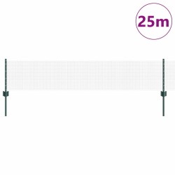 Clôture de Fil Soudé avec 11 Poteaux en U Verte 0.4x25 m en Acier 