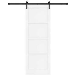 Porte coulissante avec quincaillerie blanche 83x232 cm en bois massif de pin 