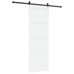 Porte coulissante avec quincaillerie blanche 83x232 cm en bois massif de pin 