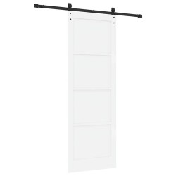 Porte Coulissante avec Set de Quincaillerie Blanche 83x232 cm en Bois Solide de Pin 