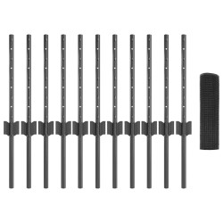 Clôture en Fil Soudé avec 11 Piquets U Gris 0,4 x 25 m Acier 