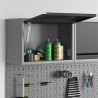 Armoire à outils murale avec porte à levage à gaz - Noir - 50x25x35 cm 
