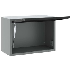 Armoire à outils murale avec porte à levage à gaz - Noir - 50x25x35 cm 