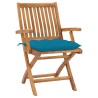 Chaises de jardin lot de 2 avec coussins bleu clair Teck massif 