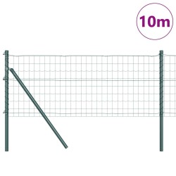 Clôture Euro avec 7 poteaux de 0,6 x 10 m en acier galvanisé vert 