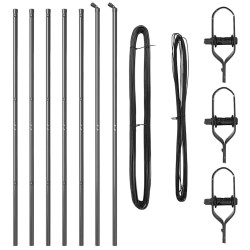 Ensemble de Poteaux de Clôture 7 pcs Gris Ø32mm 160 cm 
