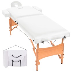 Table de massage pliable à 2 zones 10 cm d'épaisseur Blanc 