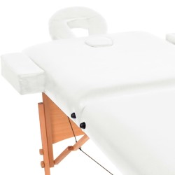 Table de massage pliable à 2 zones 10 cm d'épaisseur Blanc 