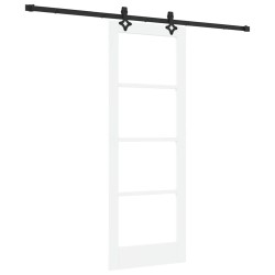Porte Coulissante avec Ensemble de Quincaillerie Blanche 73.5x198.5 cm Bois Massif Pin 