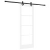 Porte Coulissante avec Ensemble de Quincaillerie Blanche 73.5x198.5 cm Bois Massif Pin 
