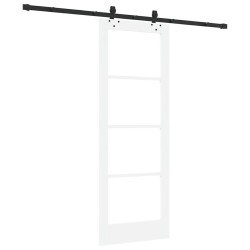 Porte Coulissante avec Ensemble de Quincaillerie Blanche 73.5x198.5 cm Bois Massif Pin 