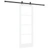Porte Coulissante avec Ensemble de Quincaillerie Blanche 73.5x198.5 cm Bois Massif Pin 
