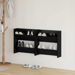 Cabinets à chaussures muraux 2 pcs Chêne noir 60 x 18 x 60 cm 