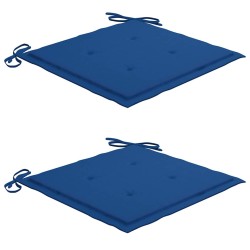 Chaises de jardin lot de 2 et coussins bleu royal Bois de teck 
