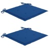 Chaises de jardin lot de 2 et coussins bleu royal Bois de teck 