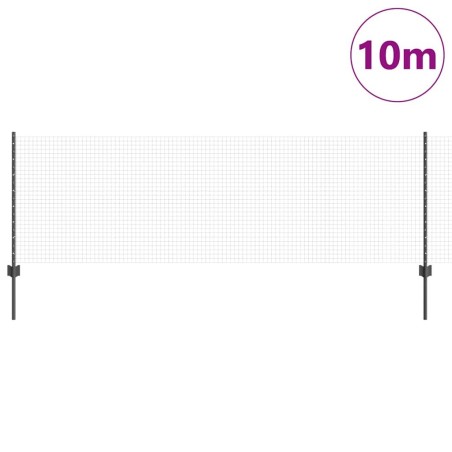 Grillage Soudé avec 5 Piquets U Gris 0.8x10 m Acier 