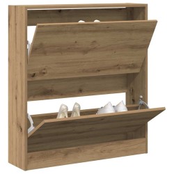 Cabinet à chaussures avec tiroir à rabat chêne fumé 80x21x87,5 cm 