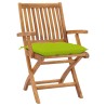 Chaises de jardin lot de 2 avec coussins vert vif Bois de teck 