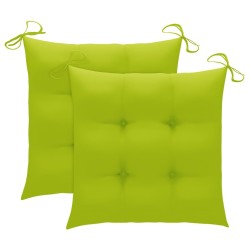 Chaises de jardin lot de 2 avec coussins vert vif Bois de teck 