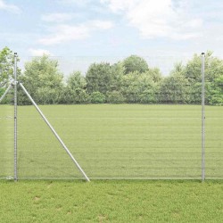 Clôture en fil soudé avec 13 poteaux 1.6x25 m Acier galvanisé 
