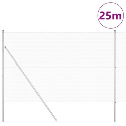 Clôture en fil soudé avec 13 poteaux 1.6x25 m Acier galvanisé 