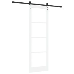 Porte Coulissante avec Ensemble de Quincaillerie 'ORKDAL'Bois Massif Blanc & Verre 