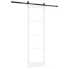 Porte Coulissante avec Ensemble de Quincaillerie 'ORKDAL'Bois Massif Blanc & Verre 
