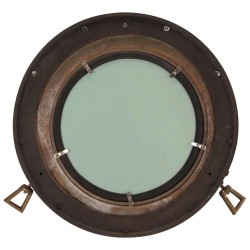 Miroir en forme de hublot mural Ø38 cm aluminium et verre 