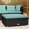 Repose-pied de jardin et coussin Noir 70x70x30cm Résine tressée 