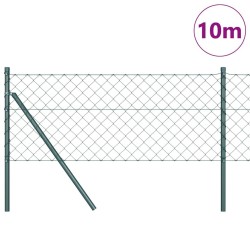 Jeu de Poteaux de Clôture Vert 0.4 x 10 m Acier galvanisé 