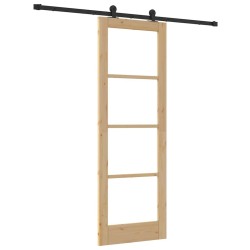 Porte coulissante avec quincaillerie 'ORKDAL'Bois massif & verre 