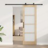 Porte coulissante avec quincaillerie 'ORKDAL'Bois massif & verre 