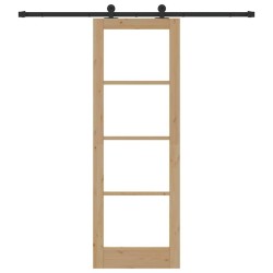 Porte coulissante avec quincaillerie 'ORKDAL'Bois massif & verre 