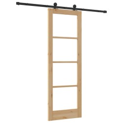 Porte coulissante avec quincaillerie 'ORKDAL'Bois massif & verre 