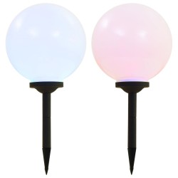 Lampe LED sphérique solaire d'extérieur 2 pcs 30 cm RVB 