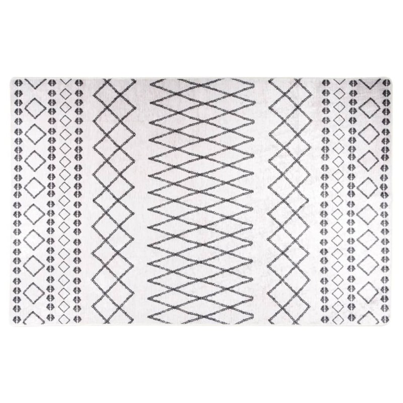Tapis lavable antidérapant 160x230 cm noir et blanc 