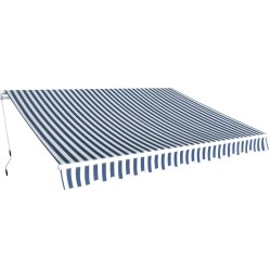 Auvent pliable manuel 350 cm Bleu/blanc  