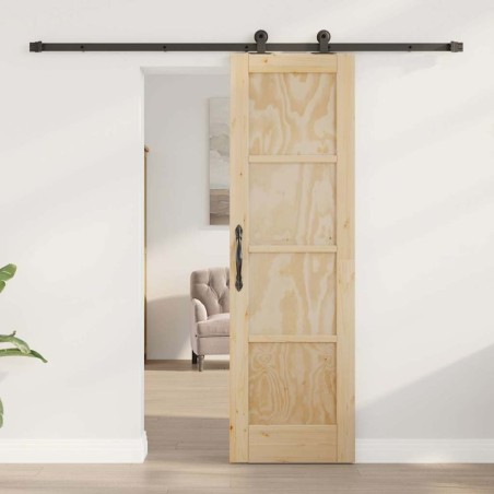 Porte coulissante avec kit matériel "ORKDAL" en bois massif de pin 