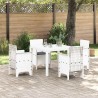 Ensemble de salle à manger de jardin 5 pcs Blanc 