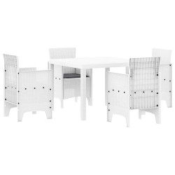 Ensemble de salle à manger de jardin 5 pcs Blanc 