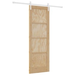 Porte coulissante avec kit de matériel 73.5x211 cm Bois massif pin 