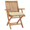 Chaises de jardin lot de 2 et coussins blanc crème Teck massif 