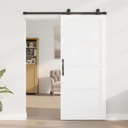 Porte coulissante avec kit de quincaillerie 'ORKDAL'en bois massif blanc 