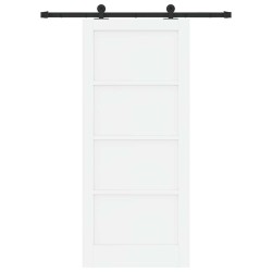 Porte coulissante avec kit de quincaillerie 'ORKDAL'en bois massif blanc 