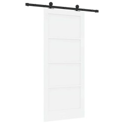 Porte coulissante avec kit de quincaillerie 'ORKDAL'en bois massif blanc 