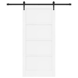 Porte Coulissante avec Kit de Quincaillerie Blanche 93x202 cm Bois Massif de Pin 