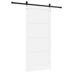 Porte Coulissante avec Kit de Quincaillerie Blanche 93x202 cm Bois Massif de Pin 
