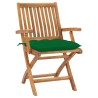 Chaises de jardin lot de 2 et coussins vert Bois de teck massif 