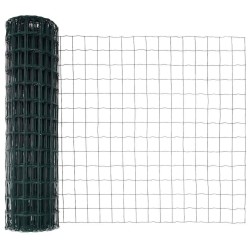 Clôture Euro avec 13 poteaux à piquet 1x25 m en acier galvanisé vert 