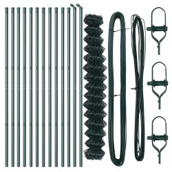 Jeu de Poteaux de Clôture Vert 1.6 x 25 m Acier galvanisé 